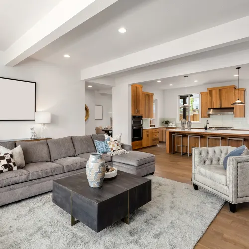 Grey area rug in the living setting in Anaheim, CA & Mission Viejo, CA | Sterling Carpet & Flooring