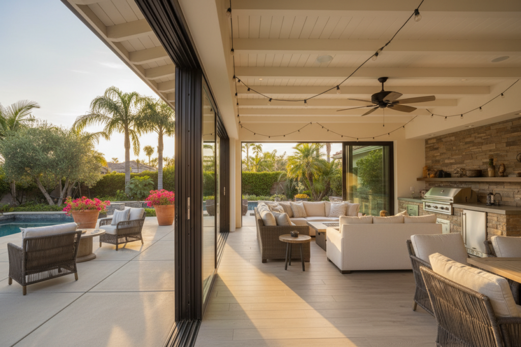 indoor outdoor flooring in a California room in Mission Viejo, CA